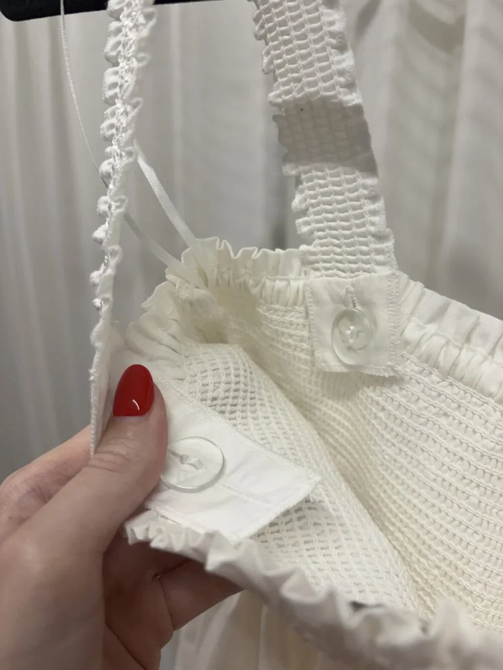 White Smocked Convertible Midi Dress - Abercrombie - Size S